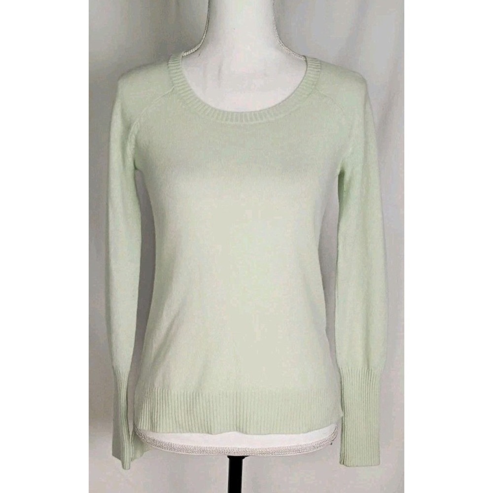 BEBE 100% Cashmere Mint Honeydew Super Soft Lightweight Knit‎ Jumper Sweater XS